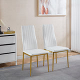 Elegant Legs Dining Chair Set of 4 with Metal Frame and Faux Leather Seat - Black or White
