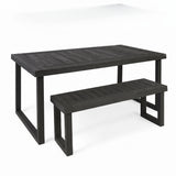 2-Piece Solid Acacia Wood Outdoor Dining Set, Sandblast Dark