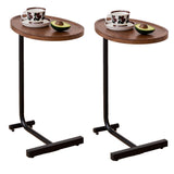 C-Shaped Side Table with Durable Metal & Wood - Dark Brown or White