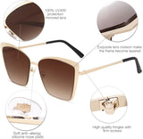 Cateye Sunglasses for Women Fashion Mirrored Lens Metal Frame SJ1086