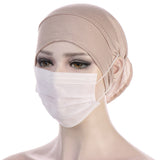NEW Soft Cotton Hijab Breathable Turban Tie Under Scarf Elegant Ear Hole Stretch Inner Hijabs Lightweight Turban Round Front Under Hijab Caps Female Turban Bonnet