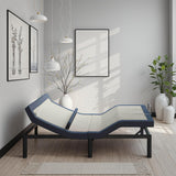 Queen Adjustable Bed Base with Head/Foot Tilt and Massage - Blue-Gray