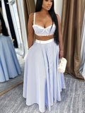 Striped Lace Trim Cami and Skirt Two-Piece Set