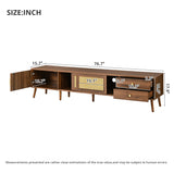 76" Modern Rattan Doors TV Stand with Storage - Neutral