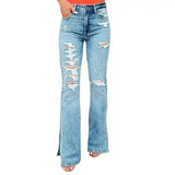25 Edition – High Waist Ripped Split Stretch Jeans for Women