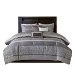 7 Piece Jacquard Comforter Set Grey/Taupe California King