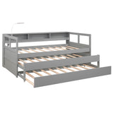 Daybed With 2 Trundles, 3 Storage Cubbies, Built In USB Charging Light