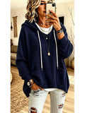 Anuo Self-developed European & American Autumn Winter Women's Waffle Loose Long Sleeve Hoodie Casual Sweatshirt