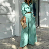 Women's Plus Size Wide Leg Elegant Pant Set