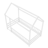 Twin Size Floor Wooden Bed with House Roof Frame