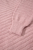 Light Pink Open Front Soft Fuzzy Ribbed Sweater Cardigan