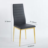 Elegant Legs Dining Chair Set of 4 with Metal Frame and Faux Leather Seat - Black or White