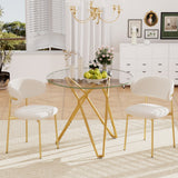 35.4-Inch Round Tempered Glass Dining Table