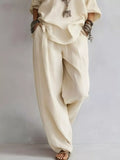 Off-Shoulder Loose Fit Top and Pants Two-Piece Set