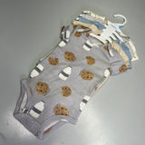 CARTERS (5 PIECE SET) Milk & Cookie - Animal Bodysuit Baby Boys Sz 6M Blue/White