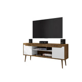Modern Design TV Stand with Concealed Storage - White or Yellow