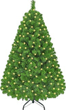 Yaheetech 6ft Snow Flocked Pre-lit Christmas Tree with 250 Warm White Lights, 820 Lush Branch Tips & Quick-Assembly Hinged Design, Full Artificial Xmas Tree for Winter Holiday Décor, Green & White