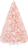 Yaheetech 6ft Snow Flocked Pre-lit Christmas Tree with 250 Warm White Lights, 820 Lush Branch Tips & Quick-Assembly Hinged Design, Full Artificial Xmas Tree for Winter Holiday Décor, Green & White
