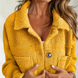 Plus Size Women’s Solid Color Sherpa Jacket