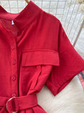 Button Front Wide Leg Jumpsuit