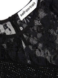 Self-Portrait Women One Shoulder Floral Lace Top