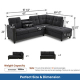 69.5" x 97.5" L-Shaped 2 Pieces Sectional Sofa