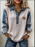 2026 Autumn And Winter Amazon Export New Models In Stock European And American Casual Long-Sleeved Tops Denim Polo Shirts For Women