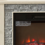 70" Modern TV Stand with 2-Door Storage and 23" Electric Fireplace - White, Grey, Cherry