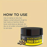 African Black Castor Extra Hold Braid, Loc, Twist Gel, Tames Frizz & Edges, Coconut Oil Edge Control