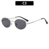 Retro Oval Dual-Beam Metal Sunglasses | UV Protection