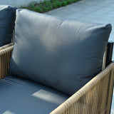 Brown PE Wicker Outdoor Sofa Set with Removable Grey Cushions - 2 Pieces