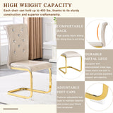 Set of 4 Retro Alligator Skin Dining Chairs, Beige Faux Leather with Crystal Buckles