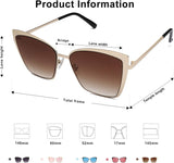 Cateye Sunglasses for Women Fashion Mirrored Lens Metal Frame SJ1086