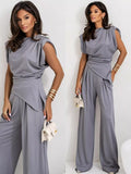 Satin Cowl Neck Top and Pants Set