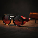 Retro Round Leather Frame Sunglasses – Vintage Fashion Eyewear