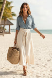 Button-Down Shirt & Straight Skirt Two-Piece Set
