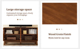 Mid Century Modern TV Stand, 56-Inch Wood Cabinet with Carved Geometric Doors, Walnut