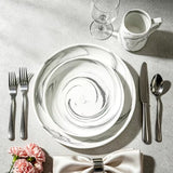 Marbled Round Ceramic Dinnerware Set with Plates and Bowls