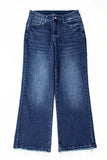Sail Blue Mineral Wash Raw Hem High Waist Flared Jeans