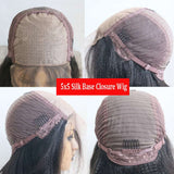 5X5 PU Silk Base Closure Human Hair Wigs Body Wave Ombre Brown 4X4 Lace Closure