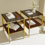 Set of 2 Rectangle End Tables with Tempered Glass Top