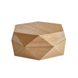 Retro Style Polygon Flip Top Coffee Table with Hidden Storage - Natural