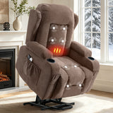 Power Lift Recliner Chair for Elderly with Massage and Heat 8-Point Massage, Lumbar Heat, Electric Lift Assistance, USB Charging Port, Dual Cup Holders, Side Pockets