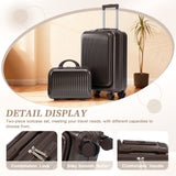 ABS Spinner Wheel Luggage Set with Cosmetic Case - Brown