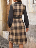 Plaid Button Up Long Sleeve Shirt Dress