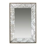 Antique Rectangle Mirror with Floral Accents - Pearl Silver