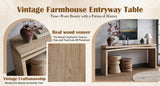 65-Inch Rustic Solid Wood Console Table, Antique Natural