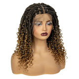 Short Boho Knotless Braids Bob Wig with Curly Ends | Full Lace