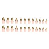 Simple pearlescent gold French almond nail wear nails special nail pieces wholesale finished wind fake nails