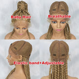 24" Box Braids 360 Lace Front Wig | Ponytail Style | Baby Hair | Synthetic African Braiding Hair